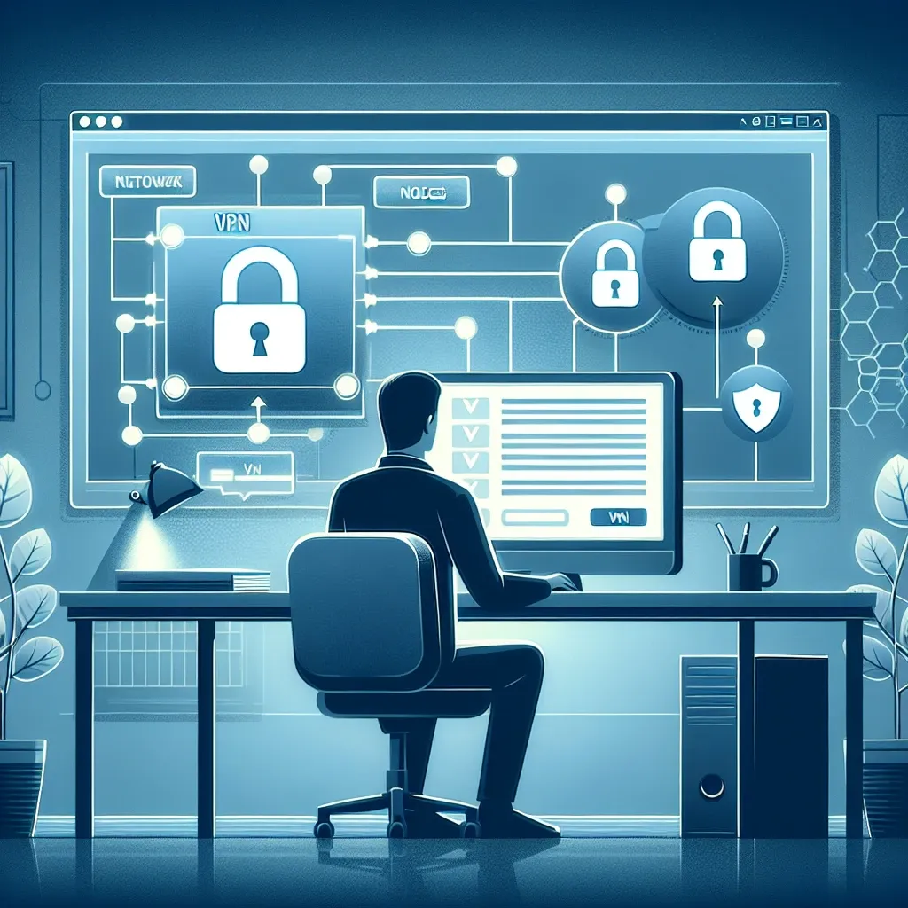"Step-by-step guide to configuring a VPN in Windows 11, featuring computer screen displaying VPN settings, with highlighted options for secure internet access."