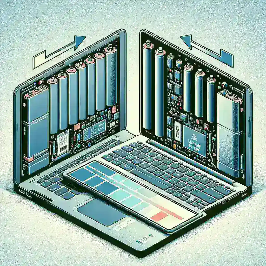 Alt text: "Comparison of nickel and lithium batteries highlighting their impact on laptop battery life and autonomy in a tech article about battery technology advancements."