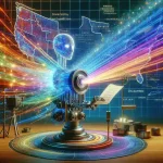 "Netflix logo displayed on a screen with diverse scripts and AI technology graphics, representing the company's initiative to enhance diversity and inclusion through AI script rewriting in U.S. productions."