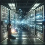 "Professional IT technician using remote infrastructure health monitoring tools on laptop to enhance modern IT operations and ensure system reliability."